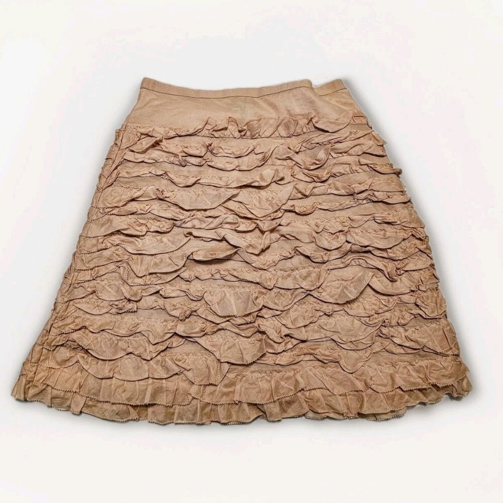 Talbots Pale Pink Mauve Ruffled Shirt Skirt Size 8 Boho Femine Glam Summer Beach